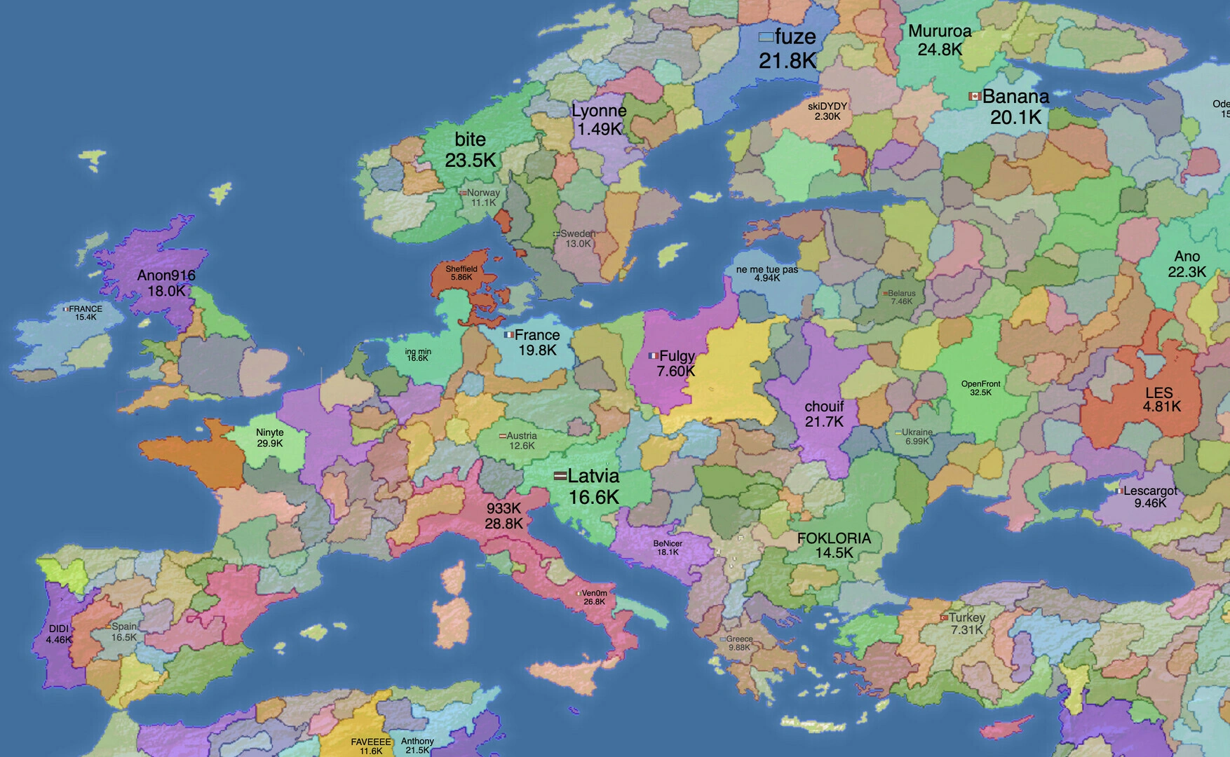 Openfront map and territory scene